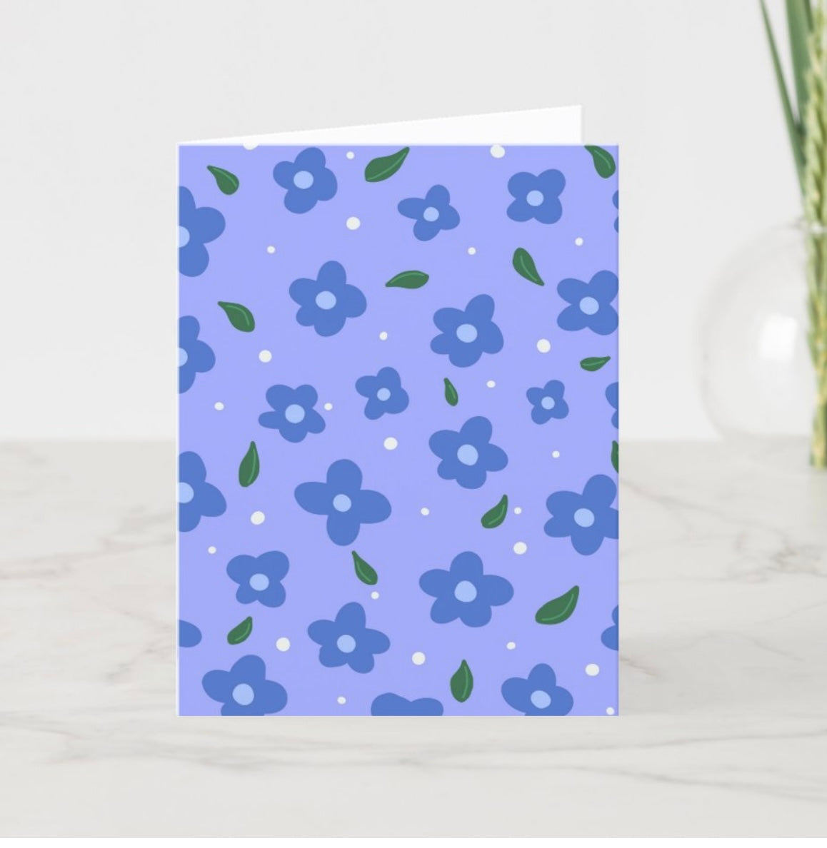 “Blue Flower” Folded Note Card 4” x 5.6”