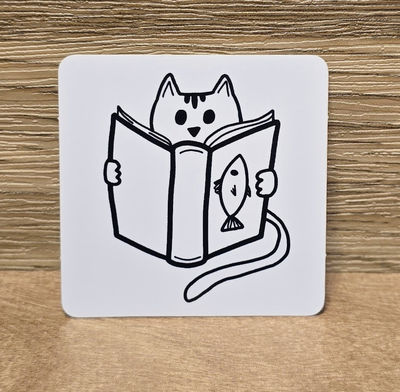 Reading Kitty Sticker 2" x 2"
