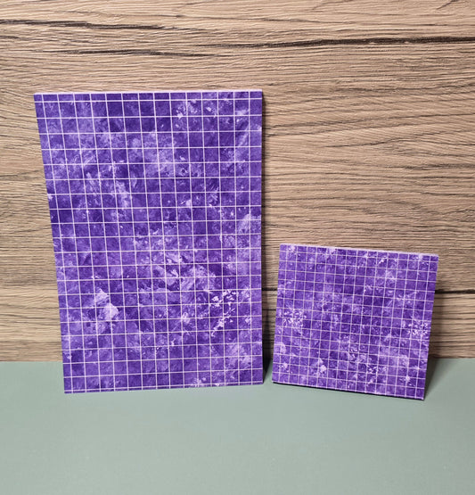 Purple Grid Notepad and Post-its Set