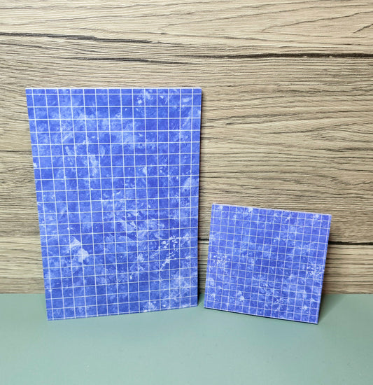 Blue Grid Notepad and Post-its Set