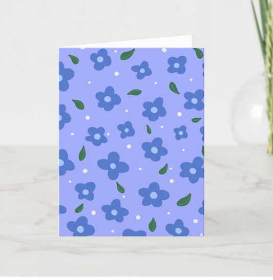 “Blue Flower” Folded Note Card 4” x 5.6”