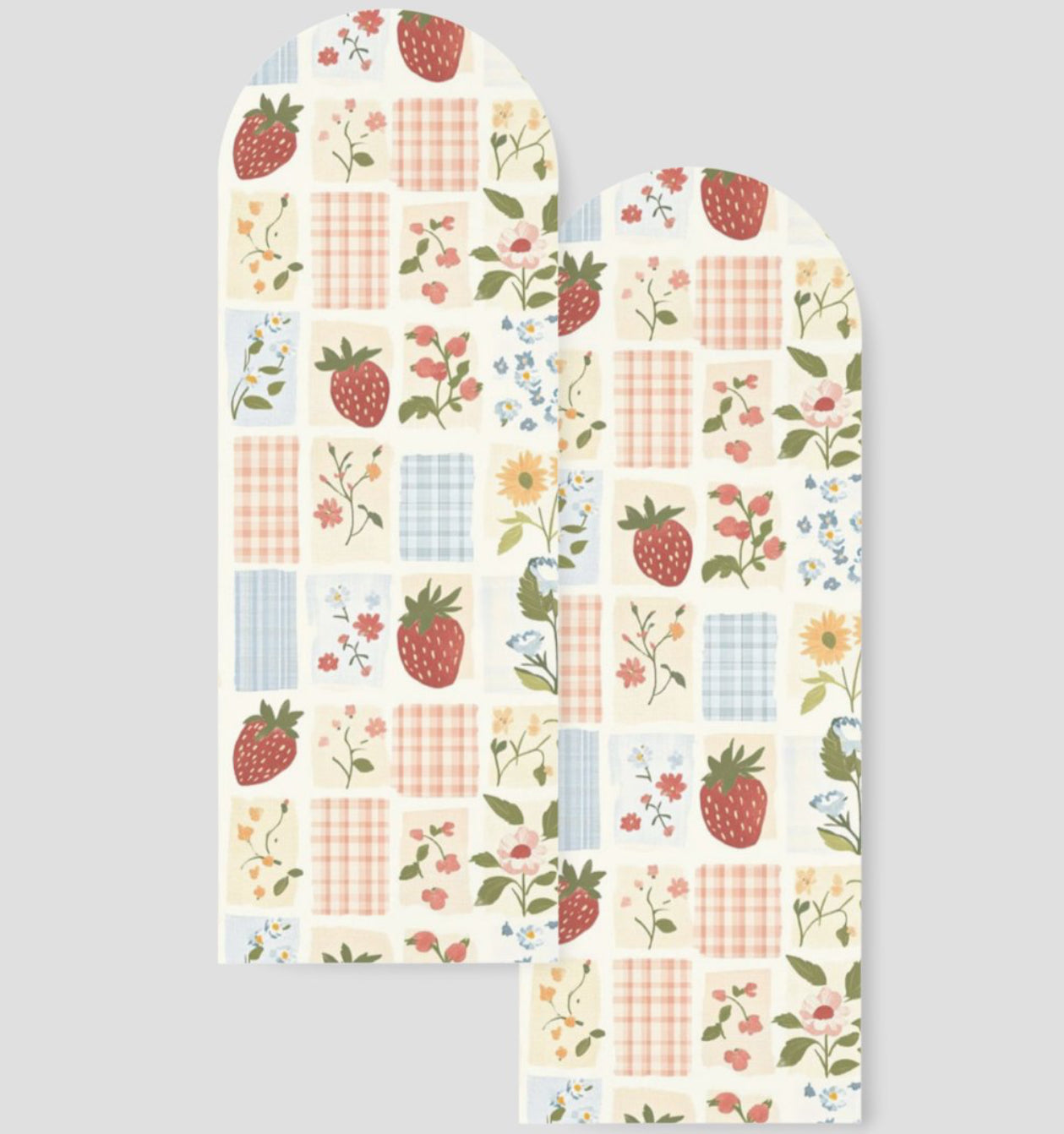 Strawberry Floral Paper Bookmark