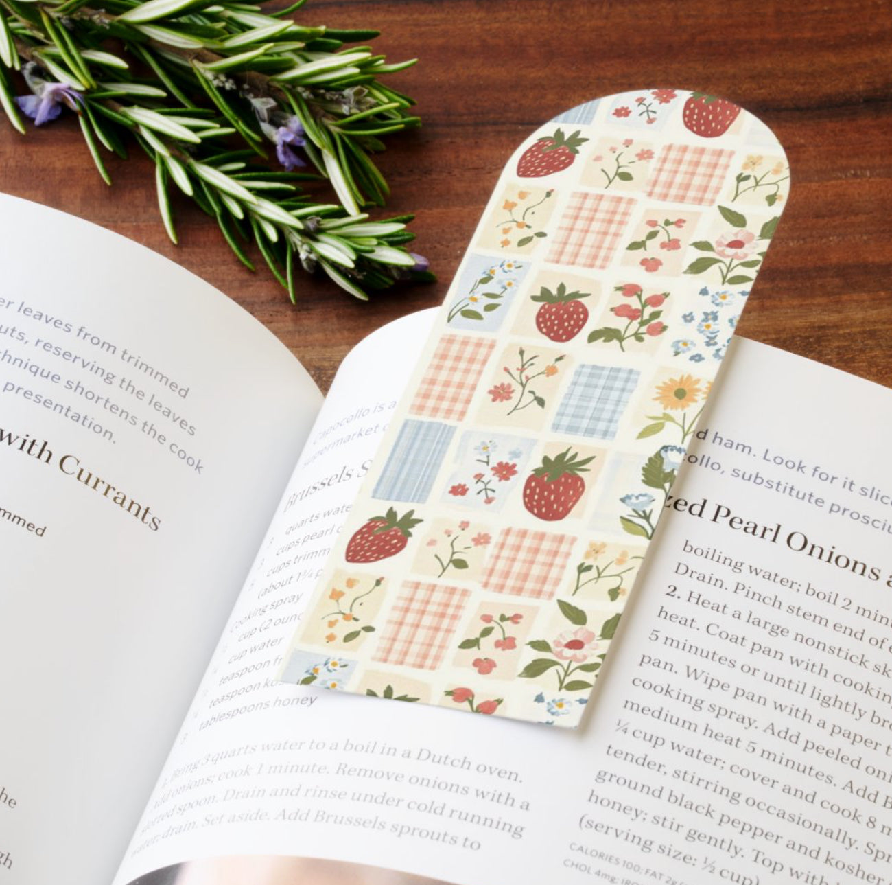 Strawberry Floral Paper Bookmark